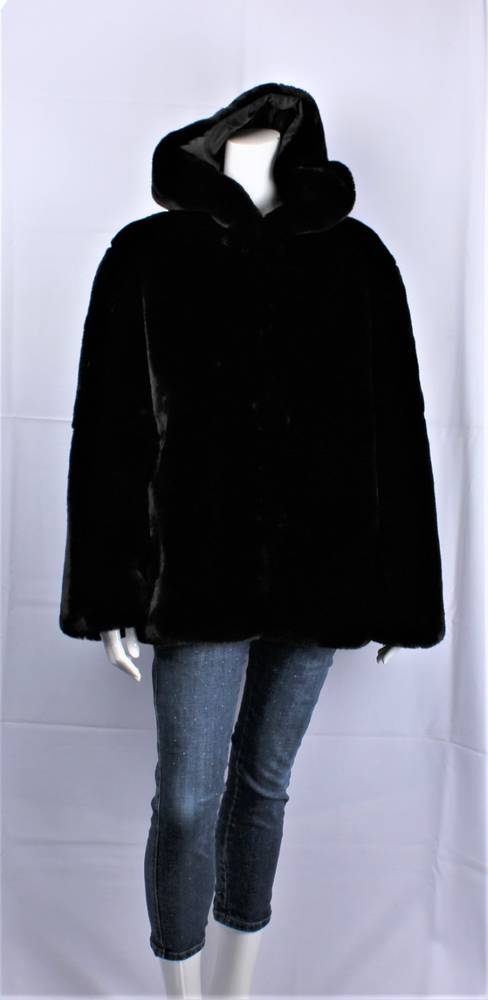 ALICE & LILY faux fur coat w hood black SC/4875BLK